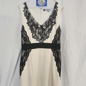 Jennifer Lopez Black Lace on White Fabric Dress